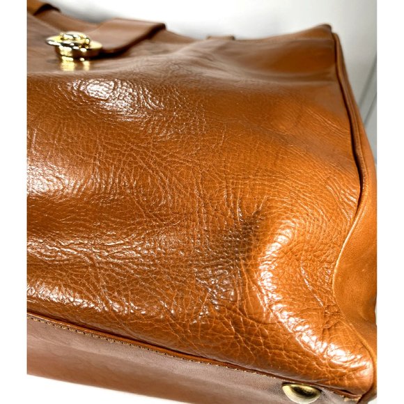 Dillards Vintage  Briefcase Brown Italian Leather Multi Compartment - Distressed - Picture 10 of 12